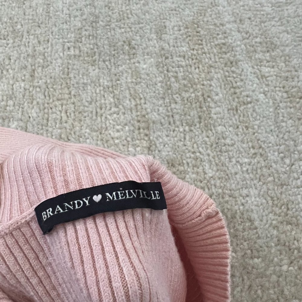 Brandy Melville Cropped Pink Mockneck Sweater - Picture 2 of 9